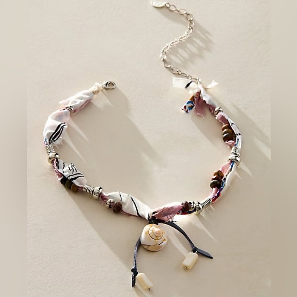 NWT Free People x Ariana Ost Bohemian Bandana Shell Necklace/Choker